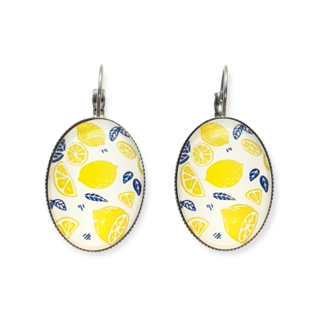 earrings oval silver steel lemon3